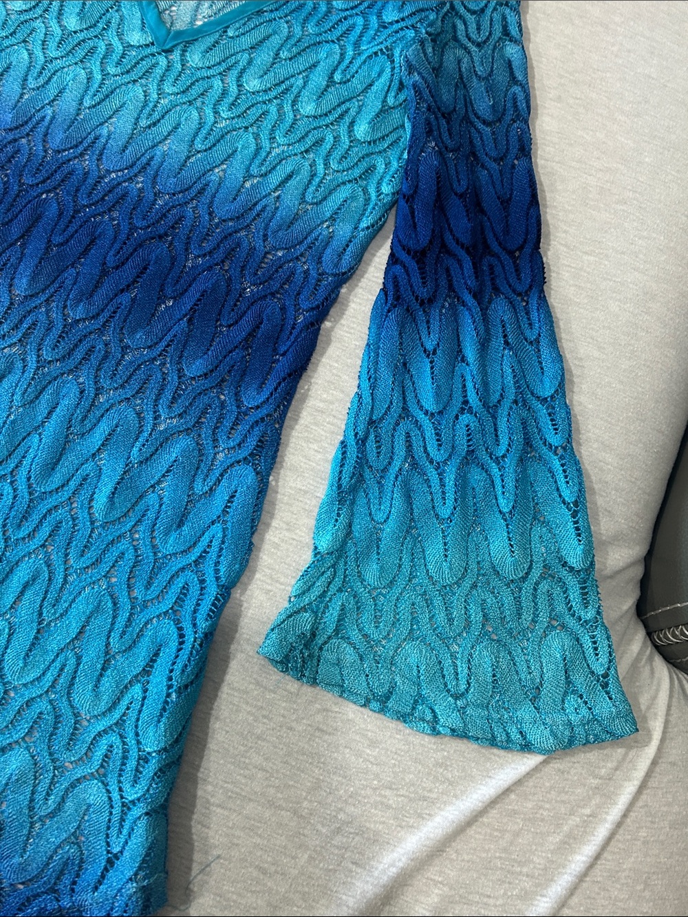 Elif Blue Ombre V-Neck Knit Tunic Coverup - Picture 5 of 7